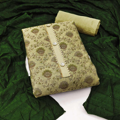 green-floral-printed-chanderi-dress-material