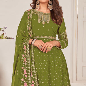 Mehendi Green Sequins Embroidered Georgette Sharara Suit