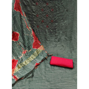 Metallic Green Embroidered Sequins Cotton Blend Dress Material