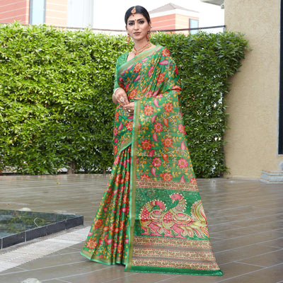 h-green-floral-digital-printed-cotton-silk-saree