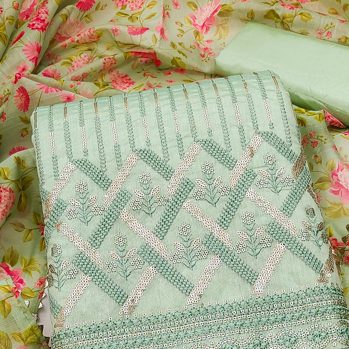 green-sequence-embroidered-chanderi-dress-material-1
