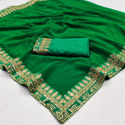 green-embroidered-border-georgette-saree