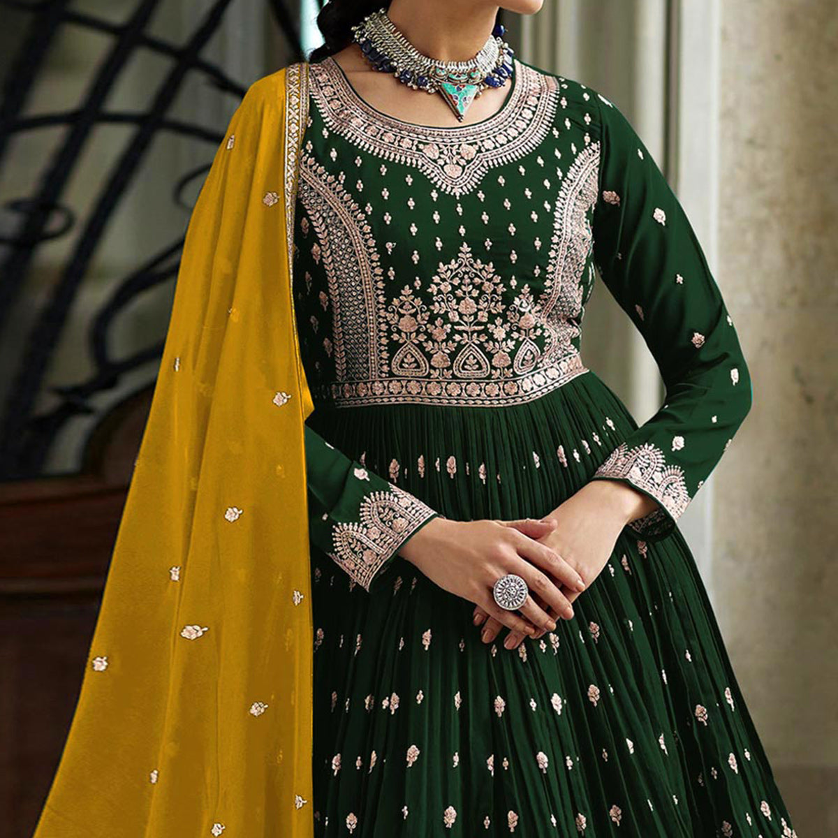 green-floral-embroidered-georgette-sharara-suit-2
