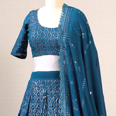 Morpich Sequins Embroidered Georgette Lehenga Choli