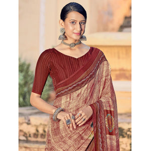Maroon Printed Georgette Saree