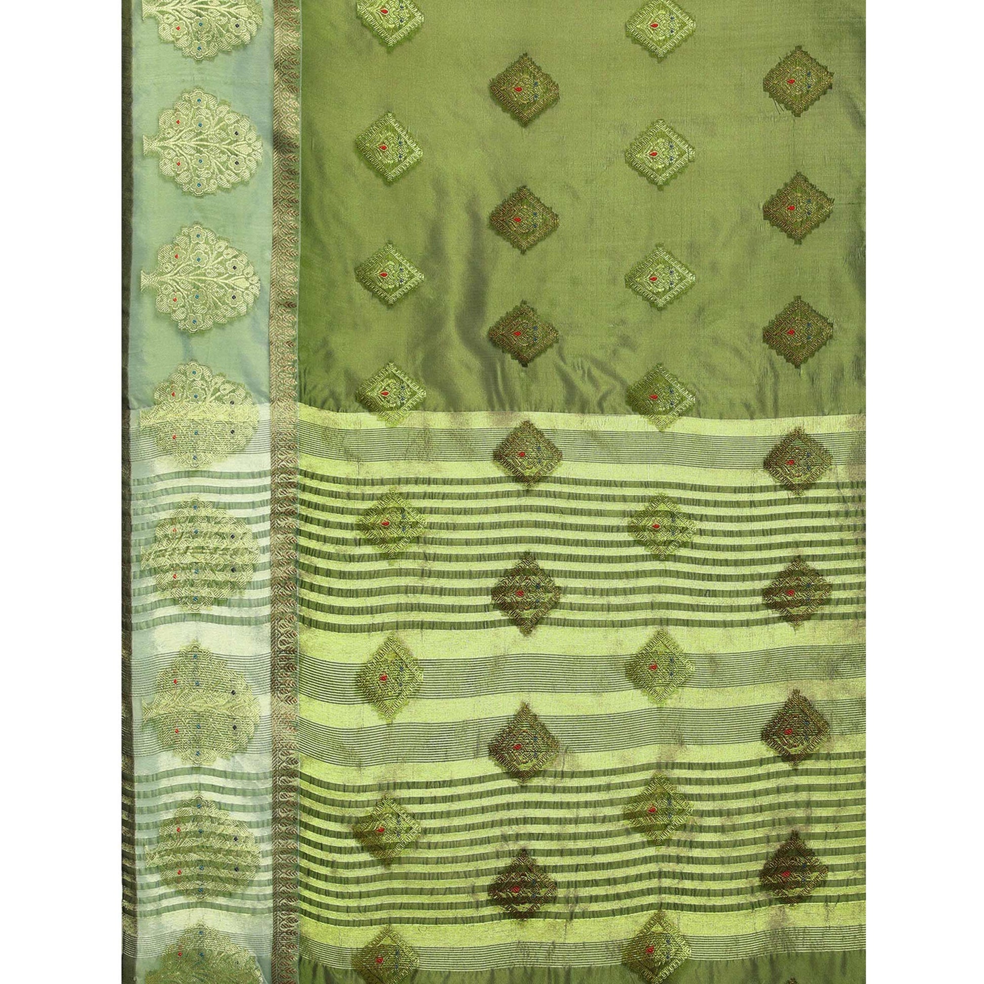 Mehendi Woven Organza Saree