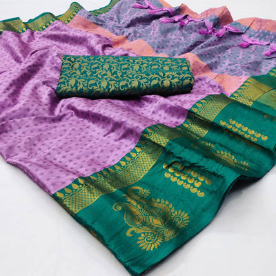Light Purple Woven Cotton Silk Saree With Tassels