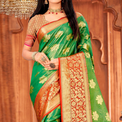 green-woven-art-silk-saree-with-tassels-8