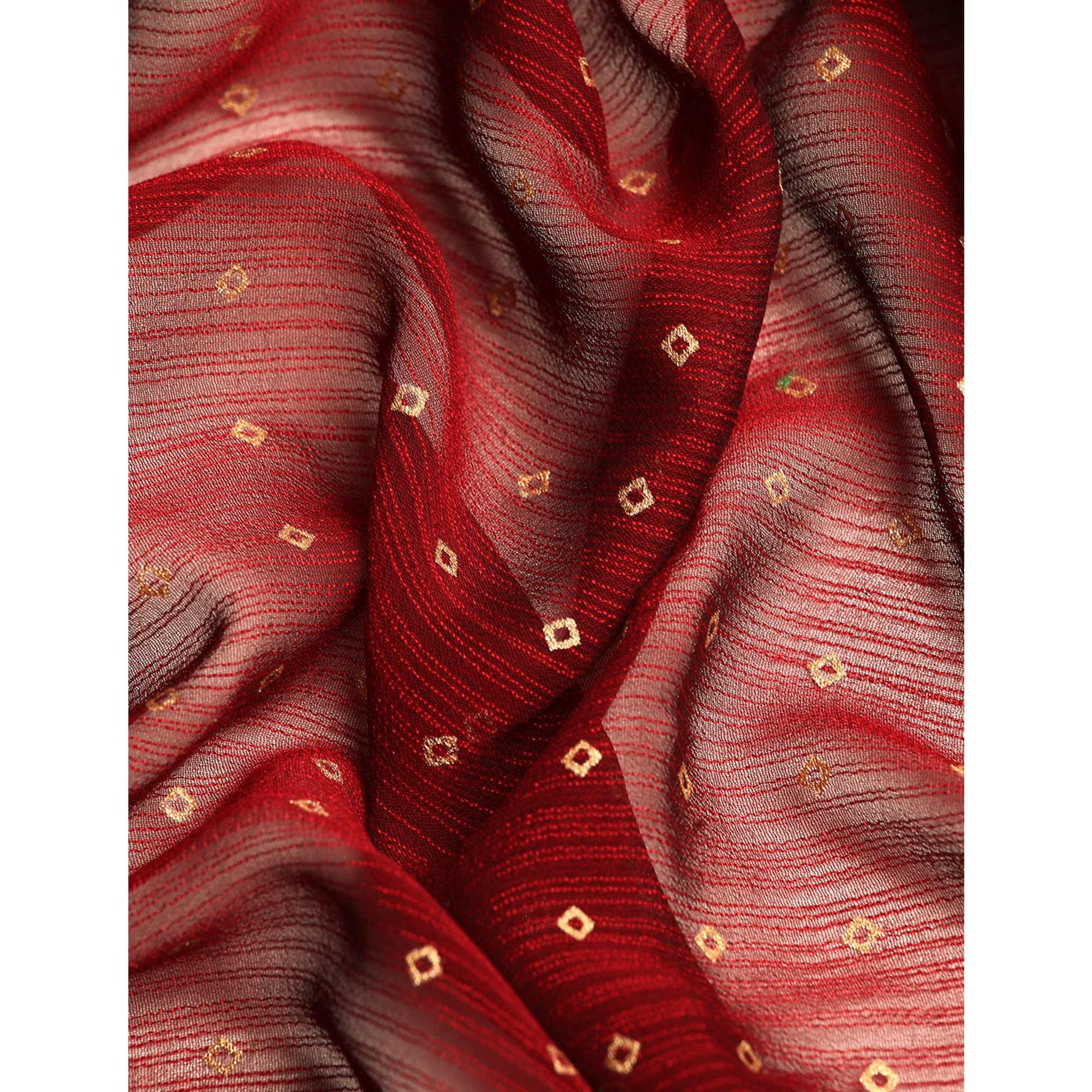 Maroon Foil Printed With Swarovski Zomato Silk Saree