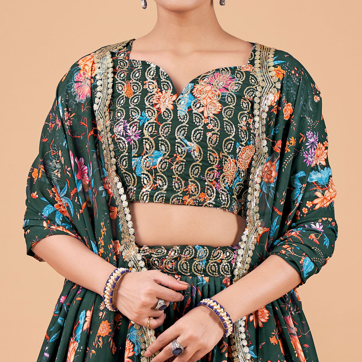 green-floral-printed-and-sequins-work-georgette-lehenga-choli