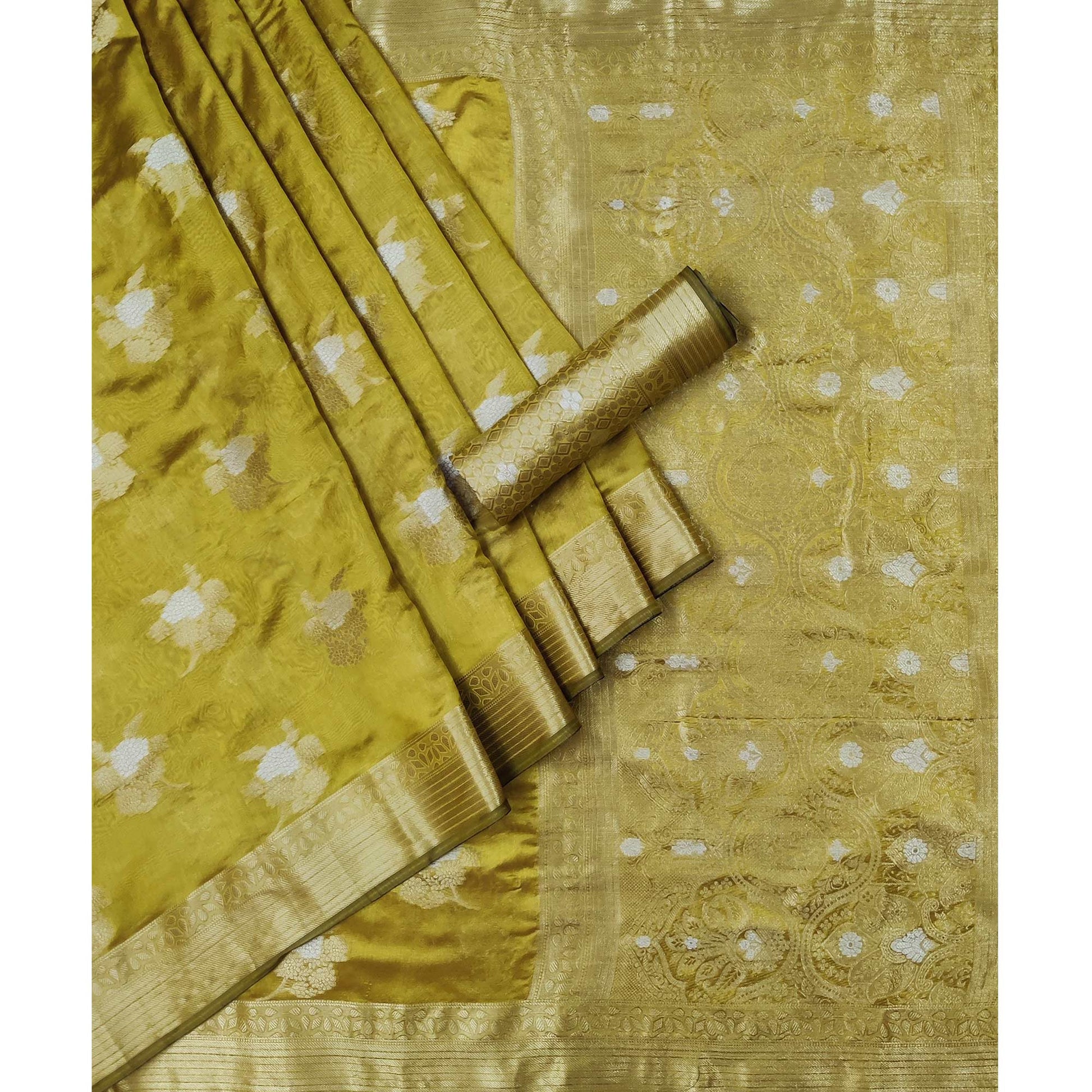 Mehendi Green Woven Organza Saree