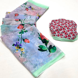 Multicolor Digital Floral Printed Georgette Saree