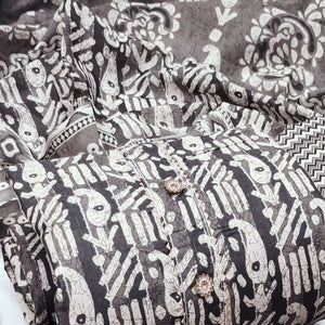 Grey Printed Cotton Blend Dress Material
