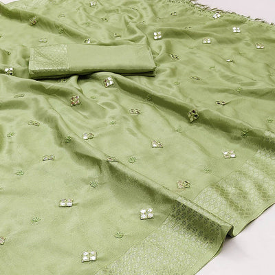 green-floral-embroidered-chiffon-saree
