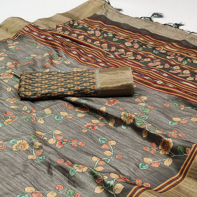 grey-floral-printed-matka-tussar-saree-with-tassels-1