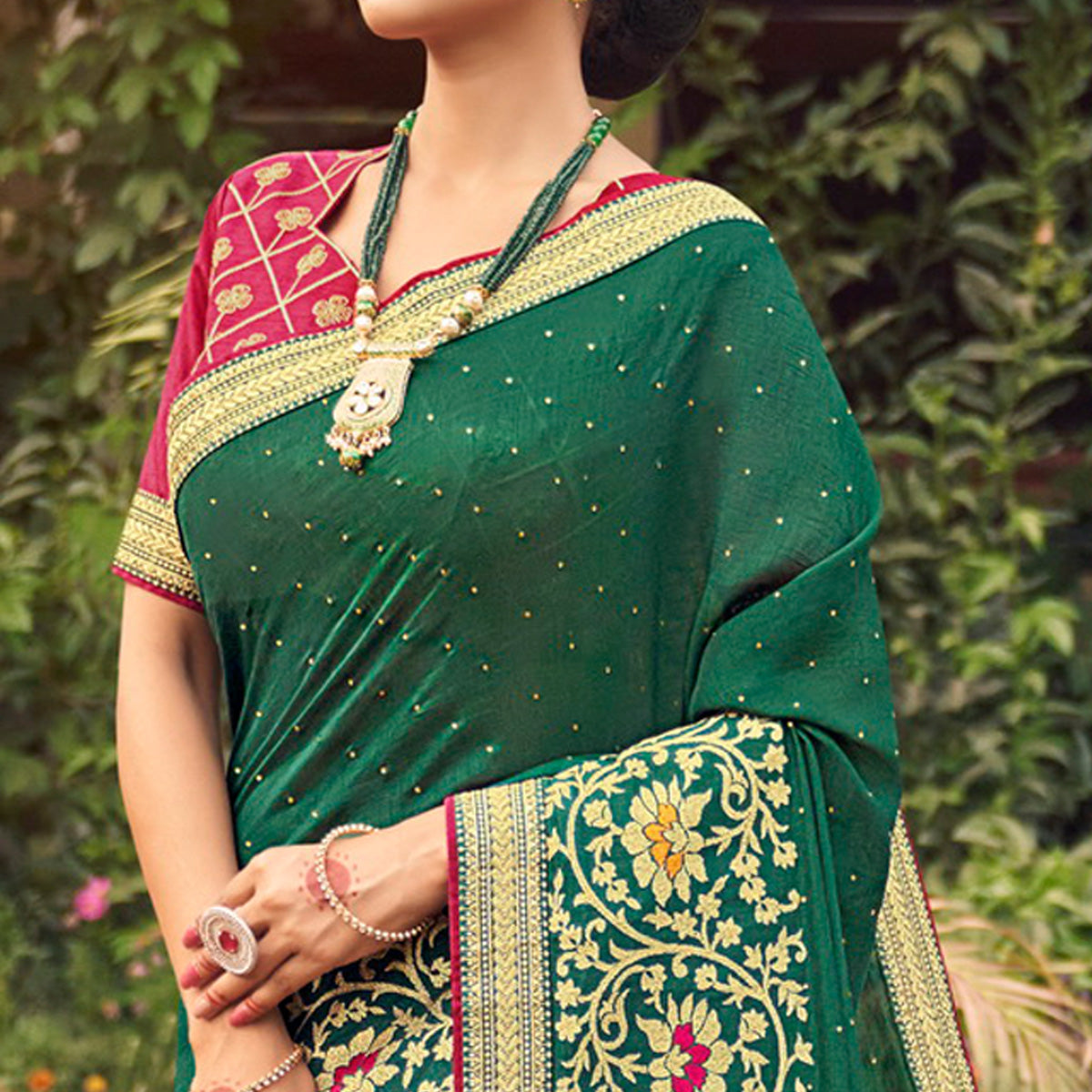 green-embroidered-with-stone-work-vichitra-silk-saree