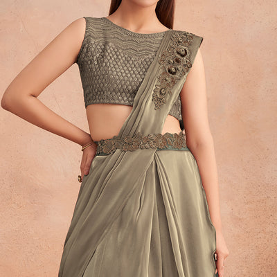 grey-gold-sequins-embroidered-ready-to-wear-art-silk-saree