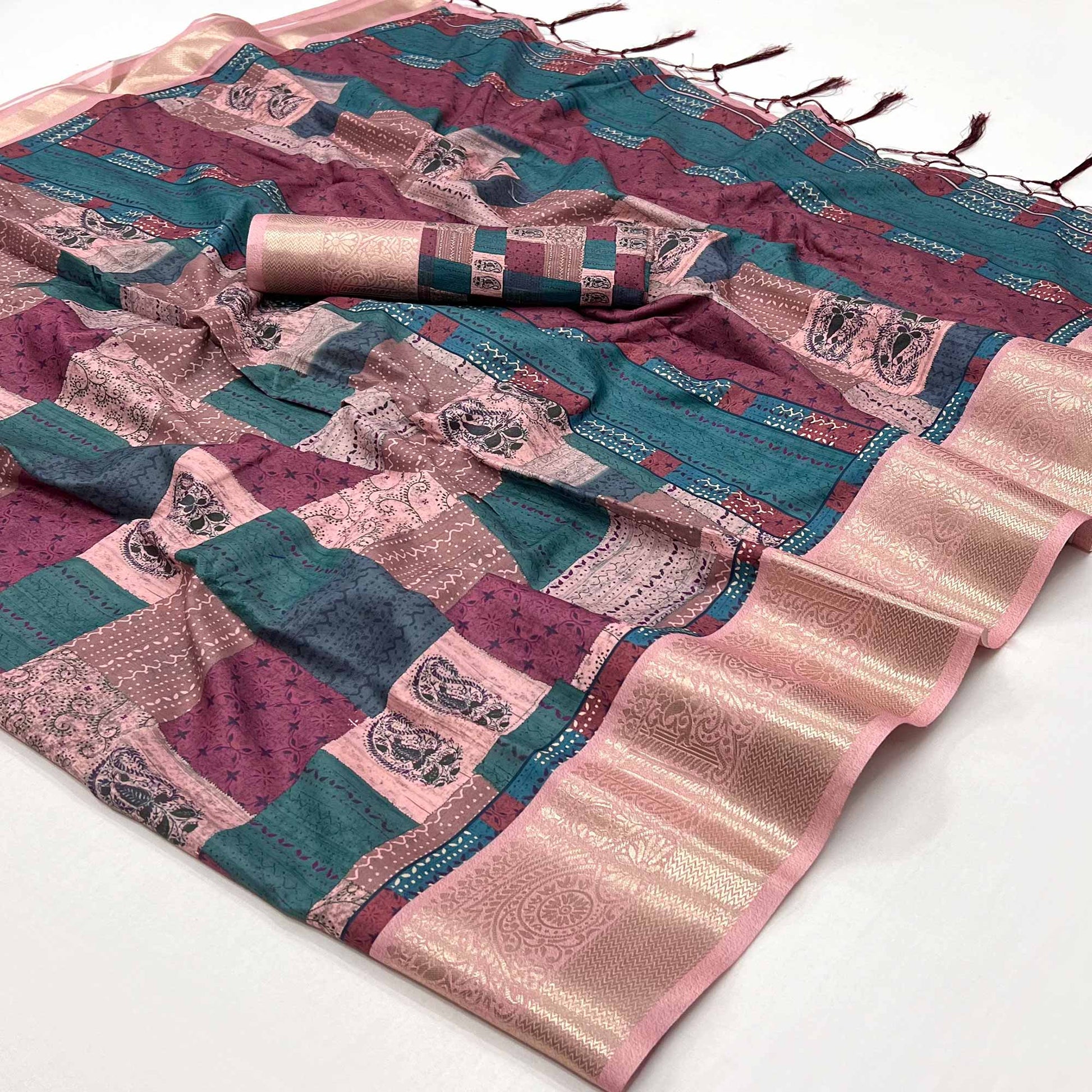 Multicolor Floral Digital Printed Pure Cotton Saree