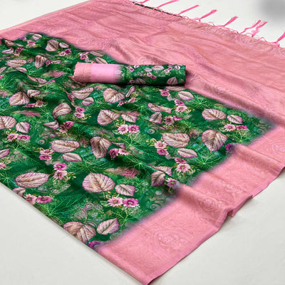 green-pink-floral-digital-printed-jacquard-saree