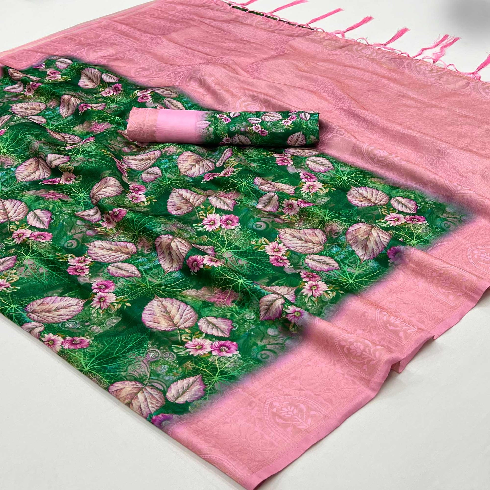 green-pink-floral-digital-printed-jacquard-saree