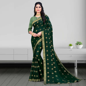 green-woven-chiffon-saree