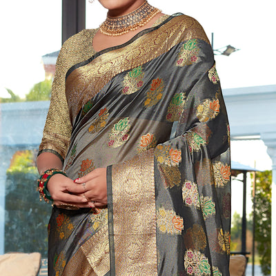 a-grey-floral-woven-organza-saree