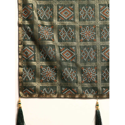 green-bandhani-foil-printed-zomato-saree-with-tassels