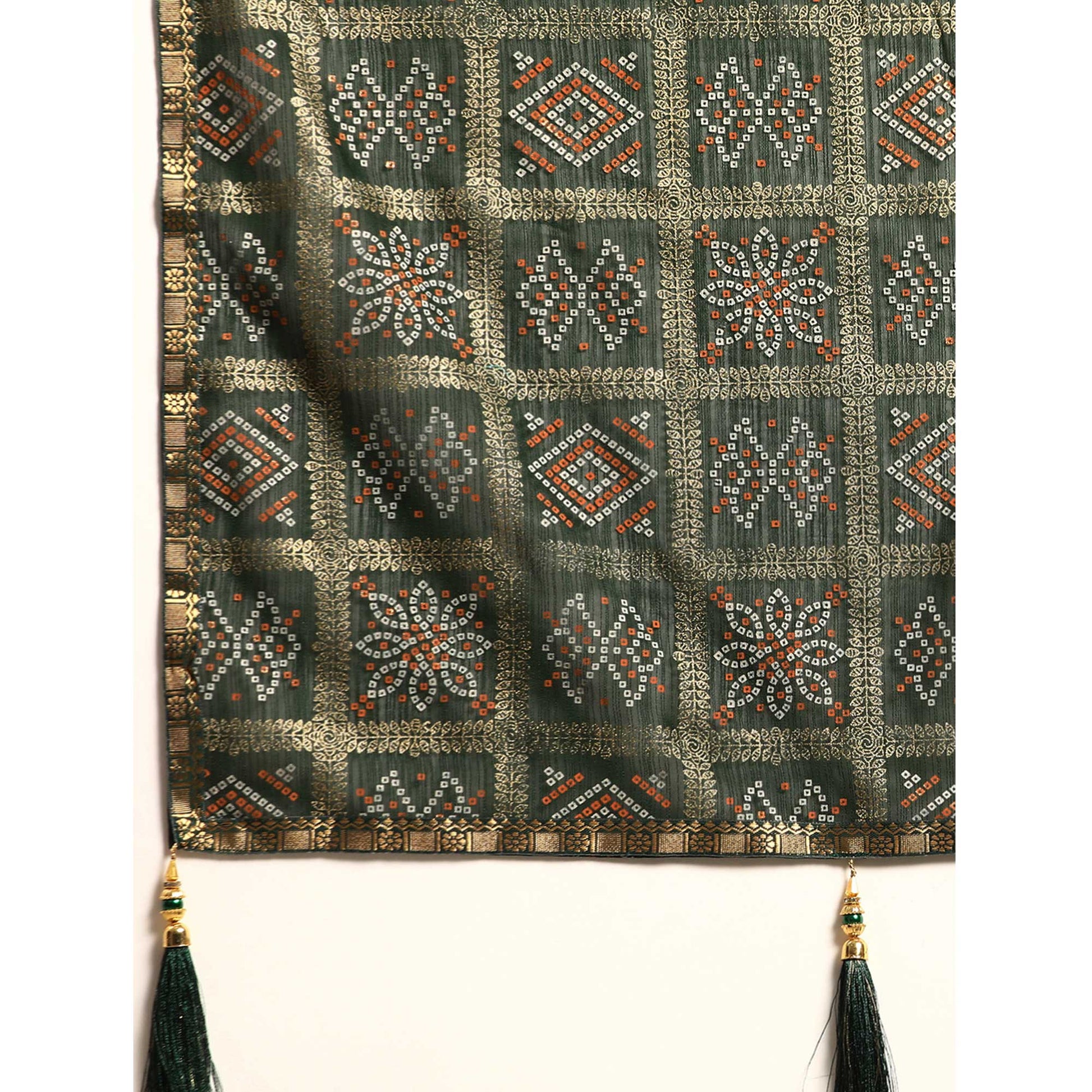 green-bandhani-foil-printed-zomato-saree-with-tassels
