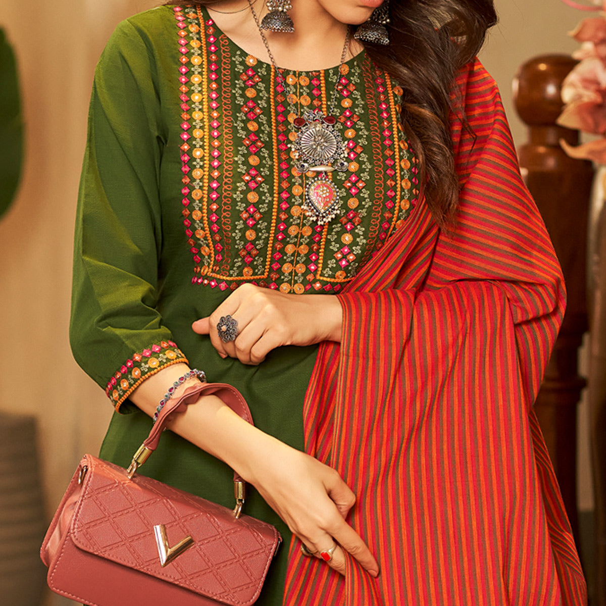 green-embroidered-pure-cotton-suit