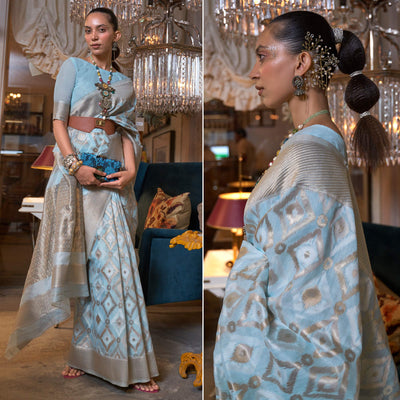 Light Blue Woven Art Silk Saree
