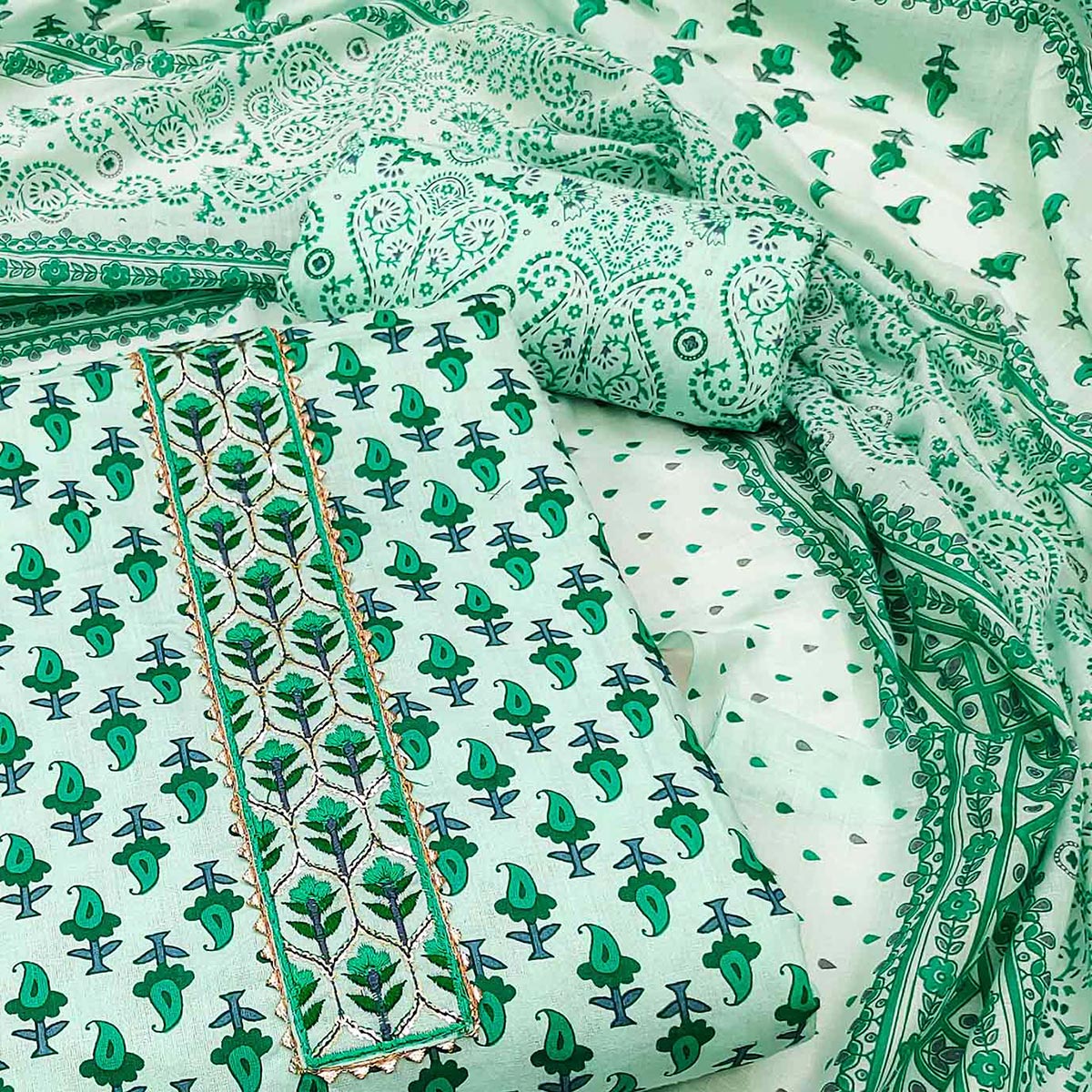 green-printed-cotton-dress-material
