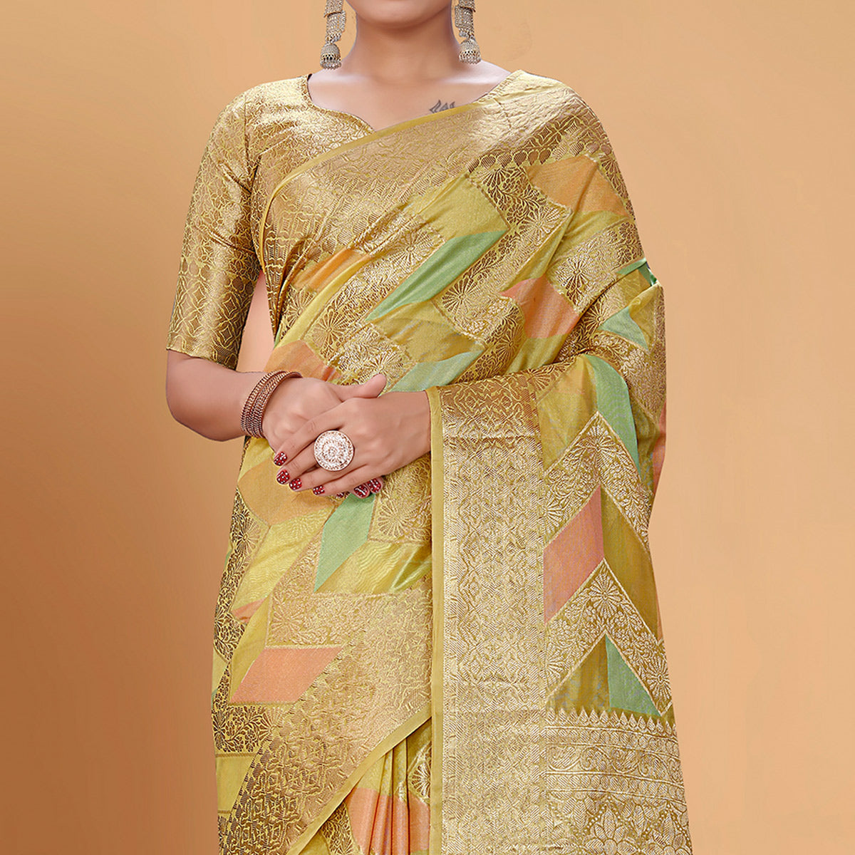 green-woven-organza-saree-with-tassels-14