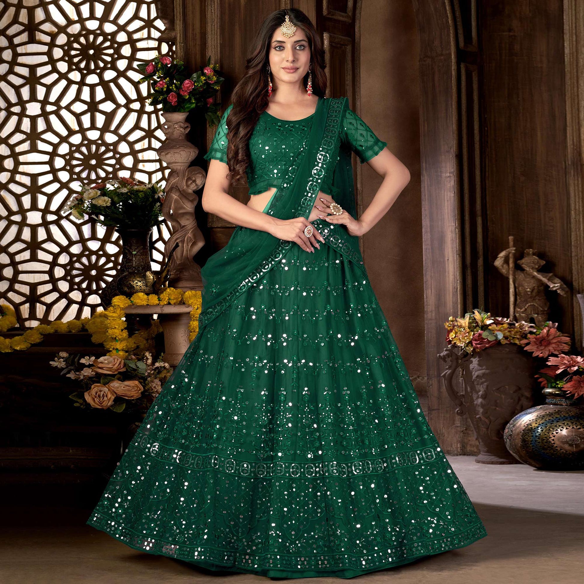 green-sequins-embroidered-net-lehenga-choli