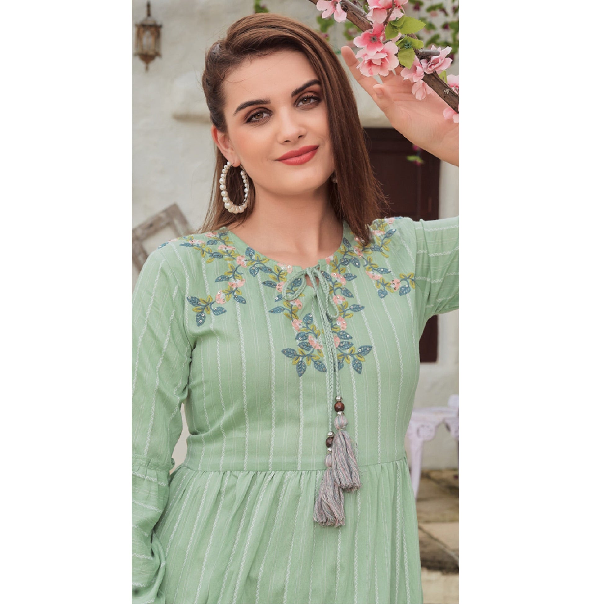 green-floral-embroidered-rayon-dress