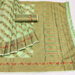 green-woven-poly-cotton-saree-with-tassels-3