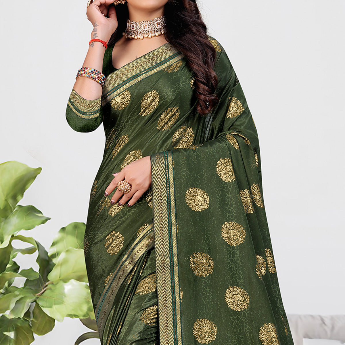 green-foil-printed-chiffon-saree-1