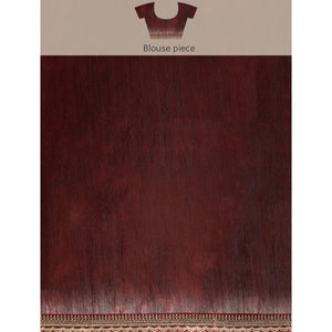 Maroon Foil Printed With Embroidered Border Chiffon Saree
