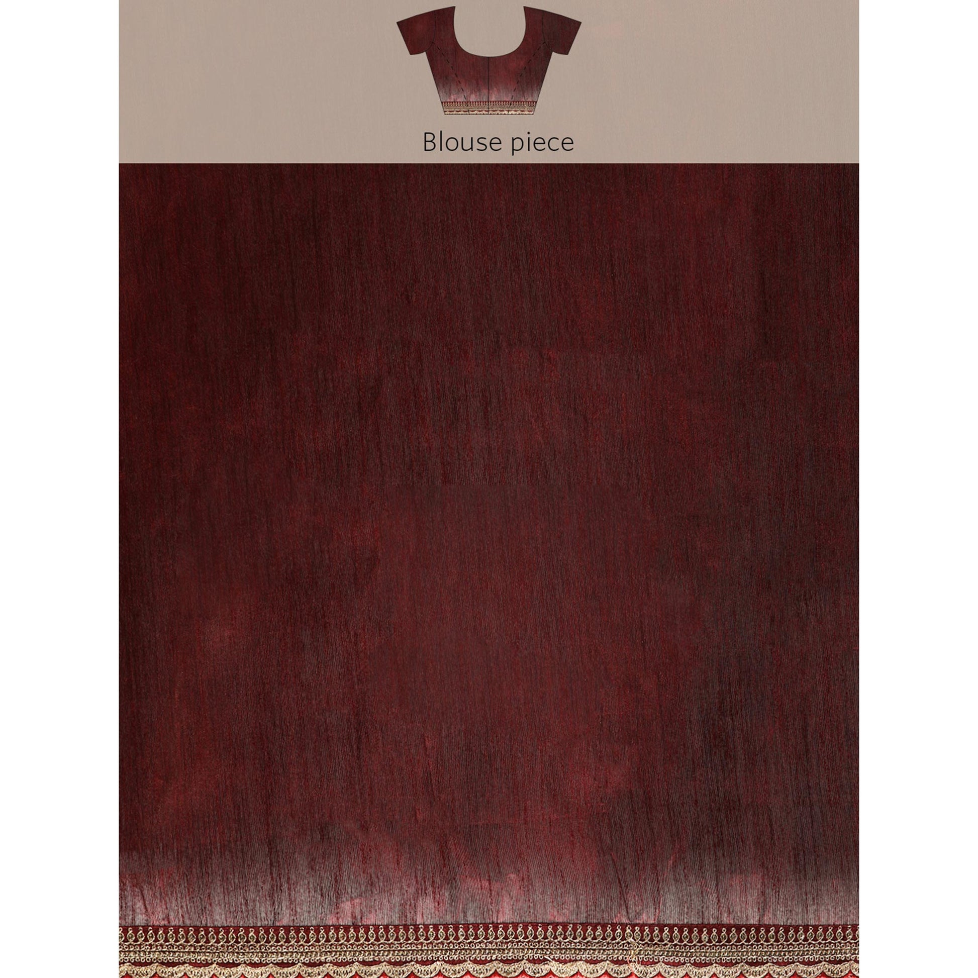Maroon Foil Printed With Embroidered Border Chiffon Saree