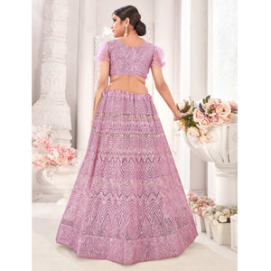 Mauve Sequins Embroidered Netted Lehenga Choli