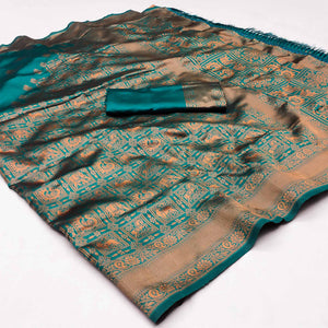 Morpich Woven Jacquard Saree With Tassels