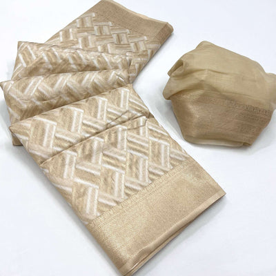 Chikoo Woven Linen Saree