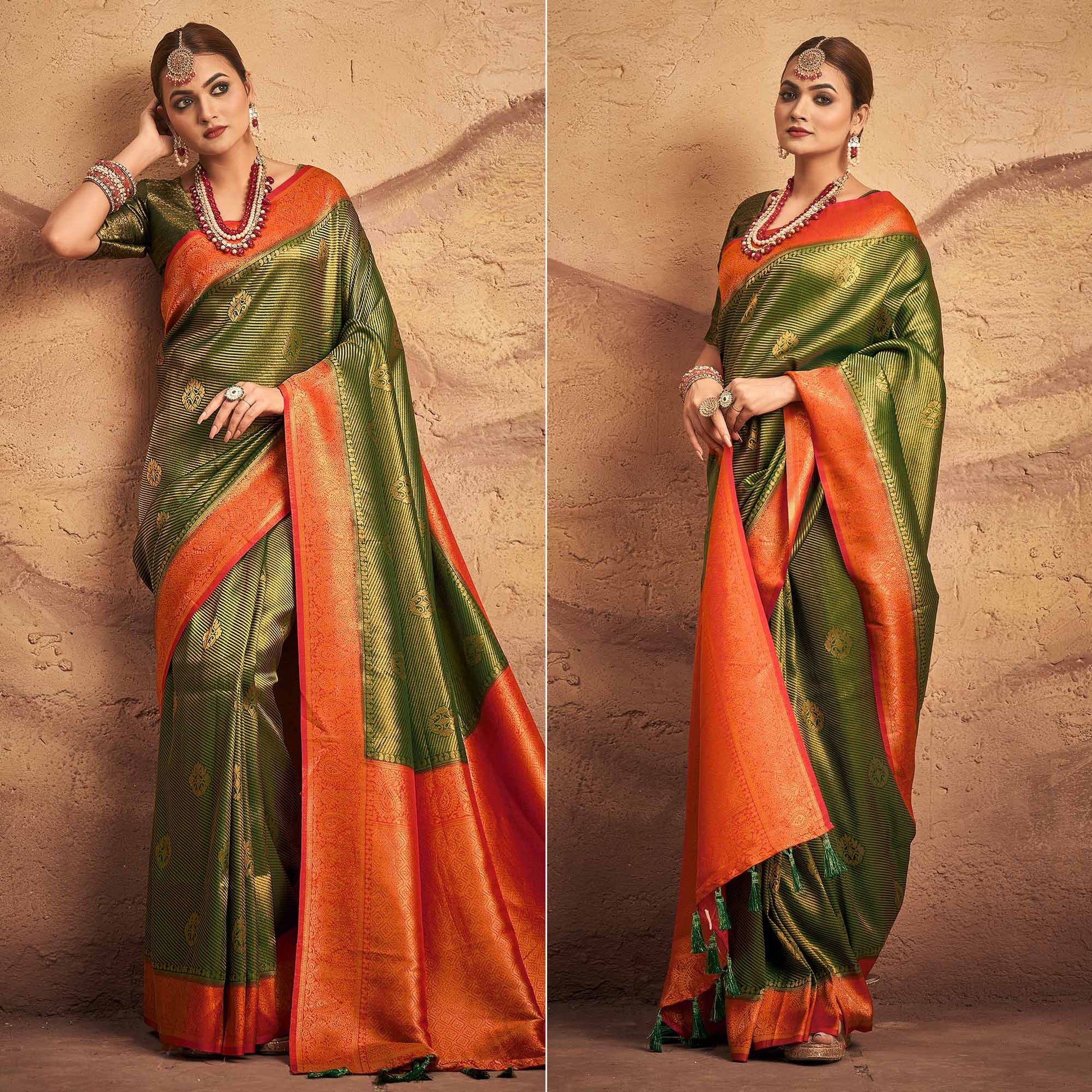 green-woven-art-silk-saree-with-tassels-1
