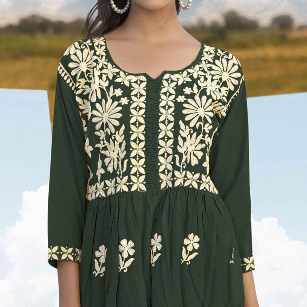 green-floral-embroidered-rayon-tunic