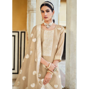 Light Brown Woven Pure Cotton Suit