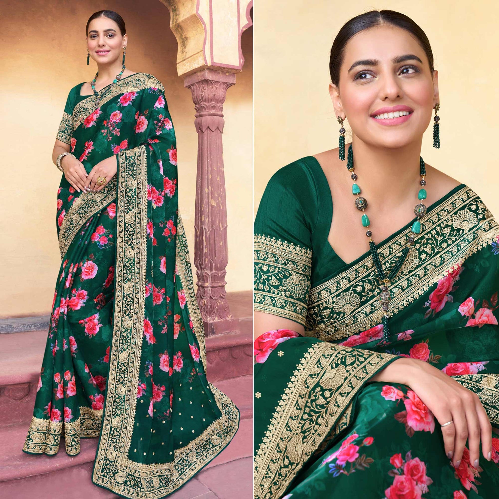 green-floral-printed-with-embroidered-oraganza-saree