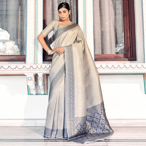 Grey Woven Kanchipuram Art Silk Saree