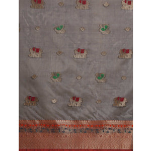 Grey Woven Organza Saree