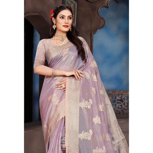 Light Purple Floral Woven Organza Saree