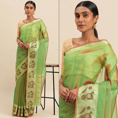 Mehendi Woven Cotton Silk Saree