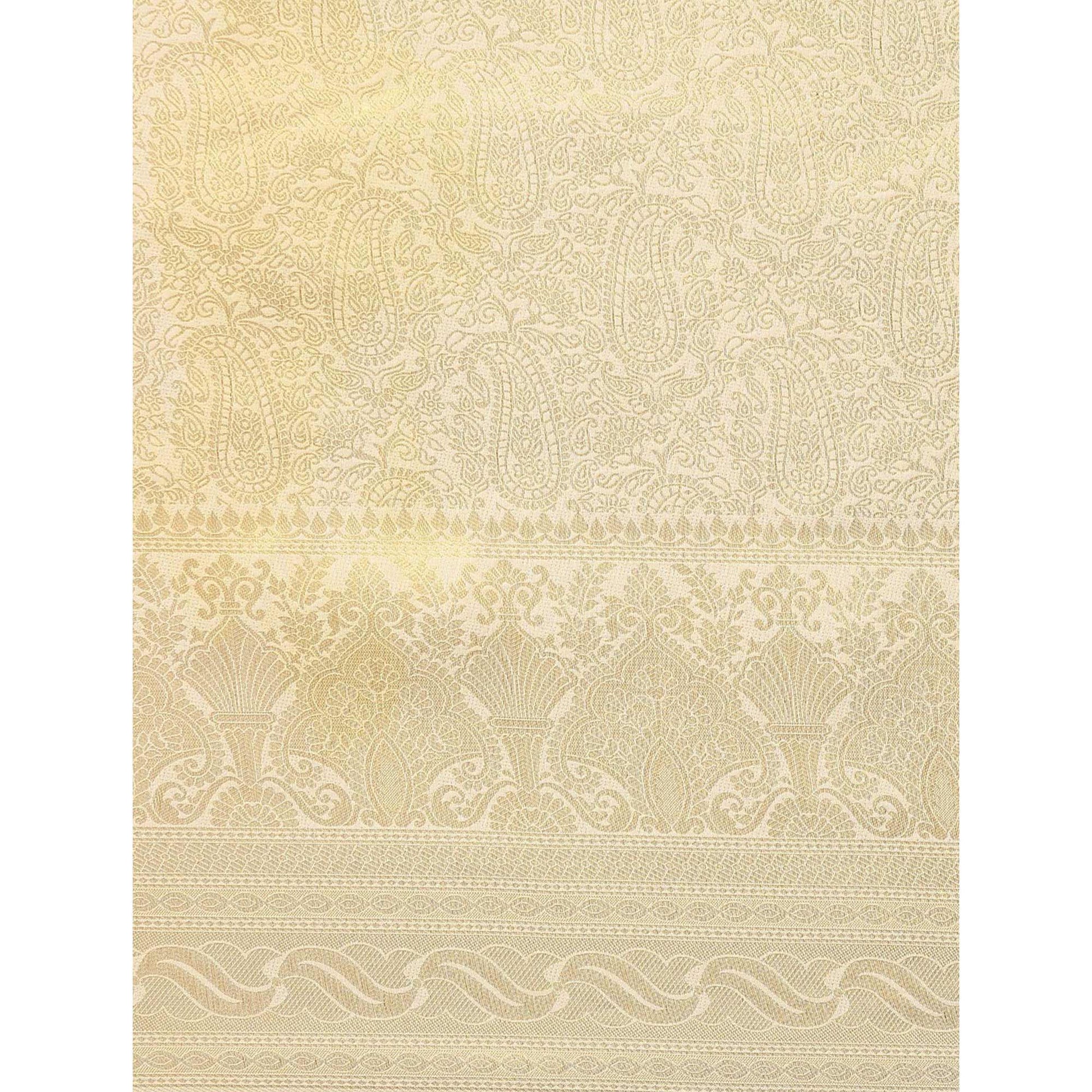 Cream Woven Kanjivaram Silk Saree